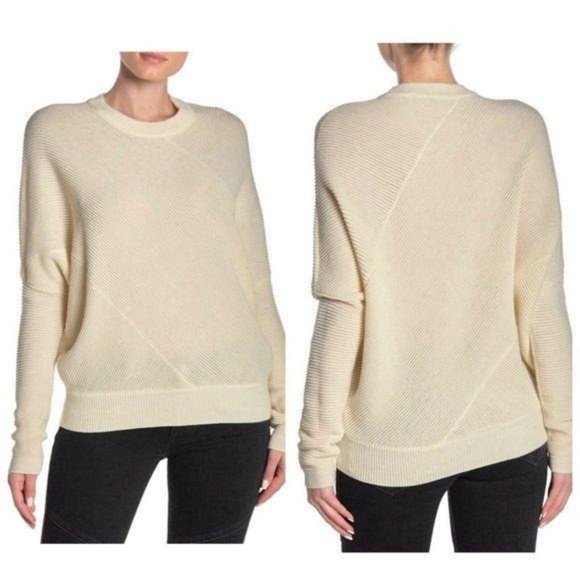 All Saints Sweaters - ALLSAINTS  Ribbed Crewneck Asymmetrical Sweater